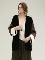 COCOBELLA Shape Retention Modern Chinese Loose Printed 3D Embellished Women Velvet Jackets