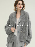 COCOBELLA Shimmer Double Breasted Loose Fit Office Cardigan Thick Knit Sweater