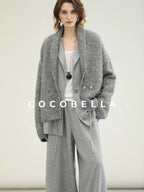 COCOBELLA Shimmer Double Breasted Loose Fit Office Cardigan Thick Knit Sweater