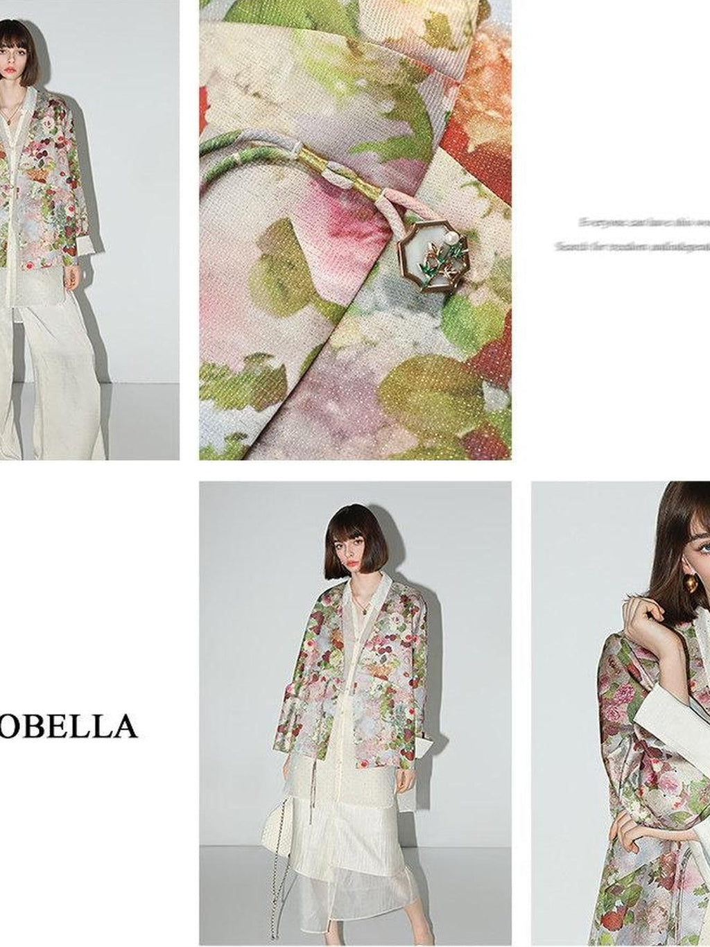 COCOBELLA Shimmer Floral Button Pocket Straight Fit Office V Neck Women Blazers