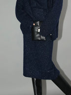 COCOBELLA Shimmer Knit Midi Straight H Line Back Slit Mid Waist Women Commuter Skirts