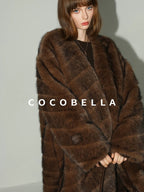 COCOBELLA Shimmer Knit Relaxed Fit H Line Long Sleeve Round Neck Work Dresses