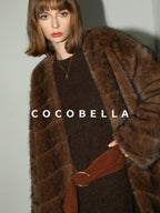 COCOBELLA Shimmer Knit Relaxed Fit H Line Long Sleeve Round Neck Work Dresses