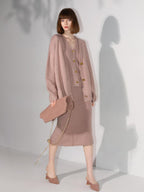COCOBELLA Shimmer Knit Straight H Line Mid Waist Women Commuter Office Casual Skirts