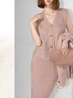 COCOBELLA Shimmer Knit Straight H Line Mid Waist Women Commuter Office Casual Skirts