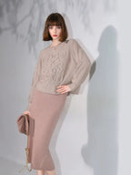 COCOBELLA Shimmer Knit Straight H Line Mid Waist Women Commuter Office Casual Skirts