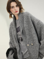 COCOBELLA Shimmer Lurex Double Breasted Relaxed Fit Office Cardigan Knit Sweater