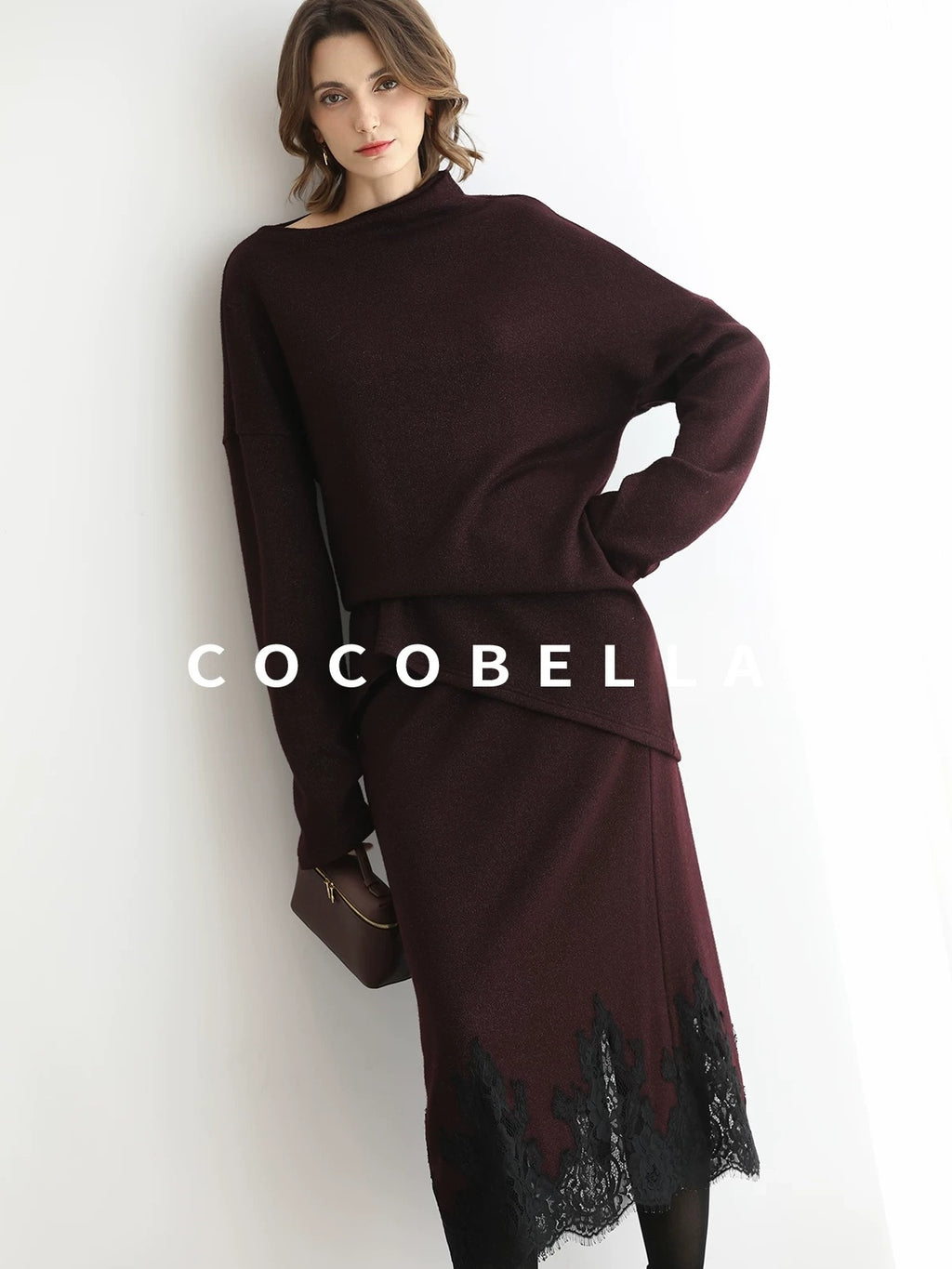 COCOBELLA Shimmer Lurex Loose Fit Boat Neck Office Knit Long Sleeve Women Sweater