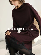 COCOBELLA Shimmer Lurex Loose Fit Boat Neck Office Knit Long Sleeve Women Sweater
