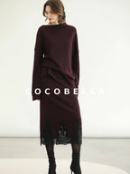 COCOBELLA Shimmer Lurex Loose Fit Boat Neck Office Knit Long Sleeve Women Sweater