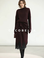 COCOBELLA Shimmer Lurex Loose Fit Boat Neck Office Knit Long Sleeve Women Sweater