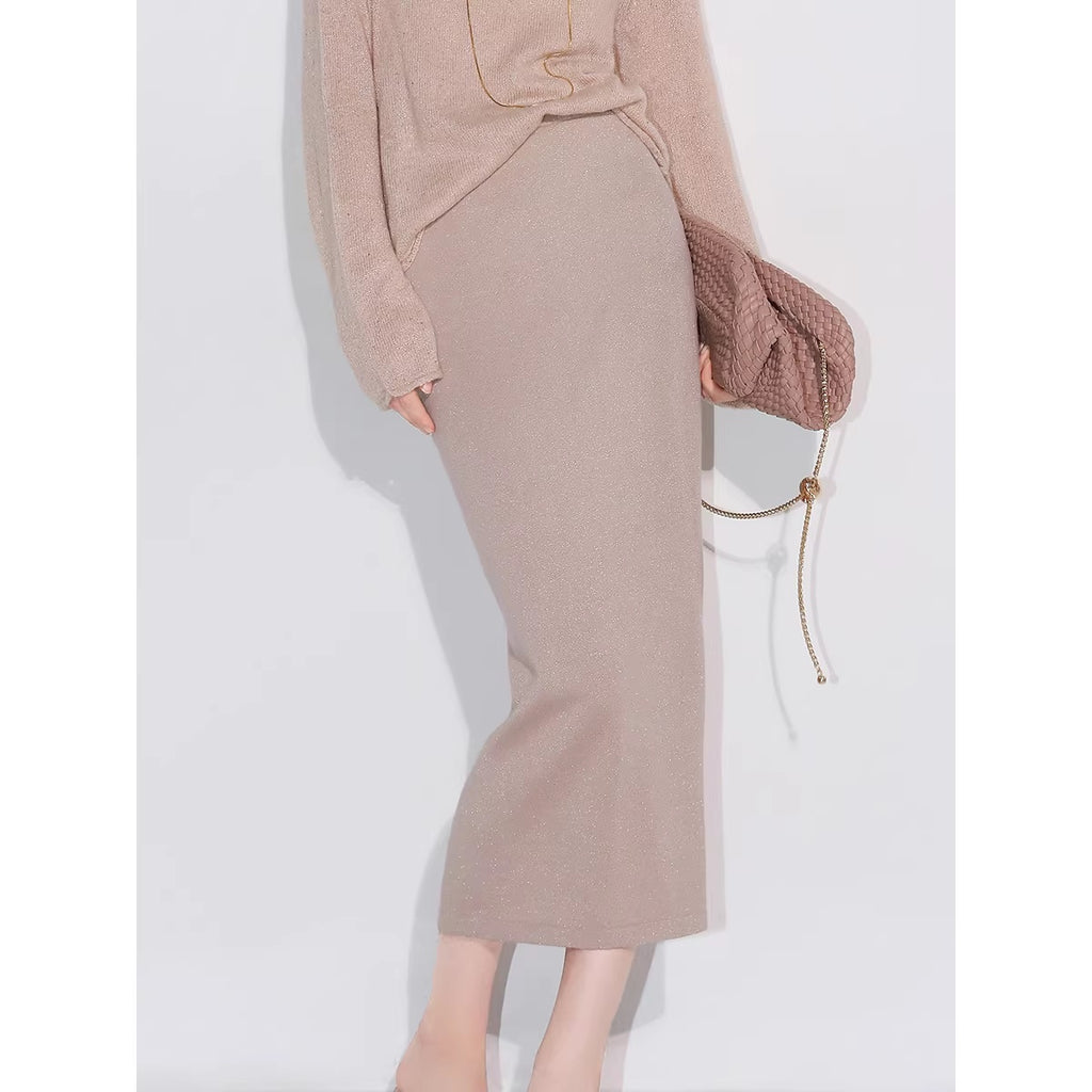 COCOBELLA_Shimmer_Mid_Waist_Slim_H_Line_Cotton_Knit_Casual_City_Commute_Women_Skirts_MISSTT