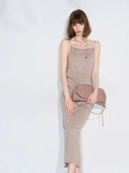 COCOBELLA Shimmer Mid Waist Slim H Line Cotton Knit Casual City Commute Women Skirts