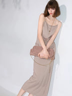 COCOBELLA Shimmer Mid Waist Slim H Line Cotton Knit Casual City Commute Women Skirts
