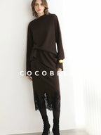 COCOBELLA Shimmer Pullover Relaxed Fit Boat Neck Office Women Mocha Viscose Blend Sweater