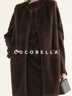 COCOBELLA Shimmer Pullover Relaxed Fit Boat Neck Office Women Mocha Viscose Blend Sweater