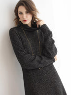 COCOBELLA_Shimmer_Ribbed_High_Neck_H_Line_Natural_Waist_Office_Knit_Dresses_MISSTT