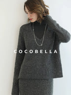 Shimmer Sequin Straight Cut Office V Neck Knit Classic Sweater