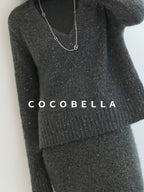 Shimmer Sequin Straight Cut Office V Neck Knit Classic Sweater