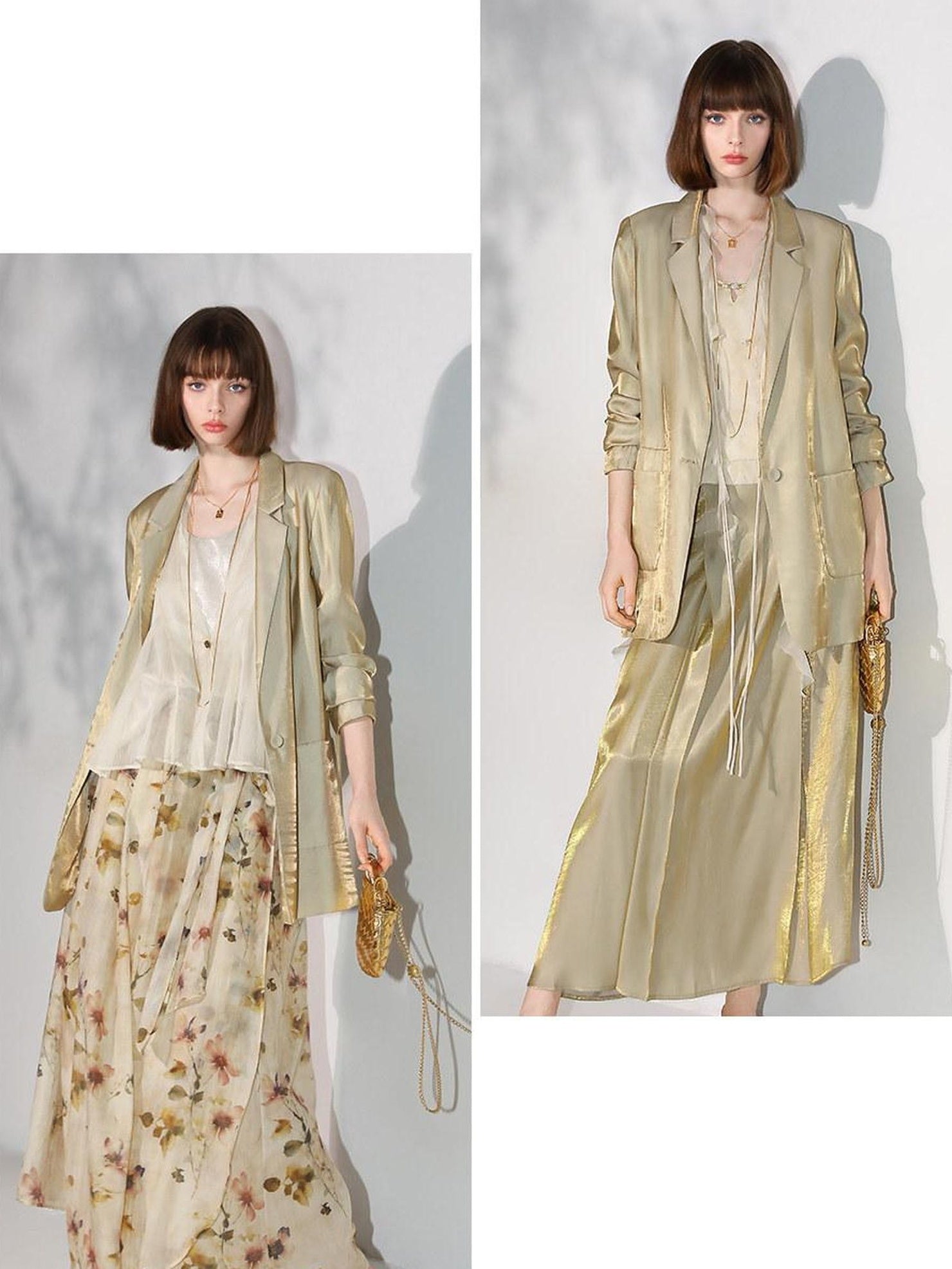 COCOBELLA Shimmery Viscose Blend Straight Fit Longline Pockets One Button Office Blazers