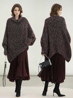 COCOBELLA Shiny Fancy Yarn Knit Office Loose Fit Batwing Long Sleeve High Neck Dresses
