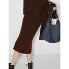 COCOBELLA_Shiny_Sequin_Mid_Waist_Pencil_Knit_H_Line_Ladylike_Work_Women_Caramel_Skirts_MISSTT