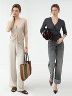 COCOBELLA Skin Friendly Slim V Neck Long Sleeve Office Workwear Plain T-Shirts