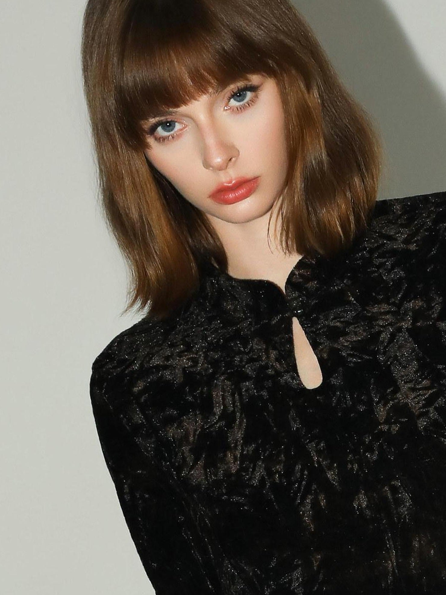 COCOBELLA Slim Stretch Commuter Stand Collar Buttons Women Long Sleeve Black Gold Shirts