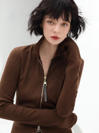 COCOBELLA_Slim_Zip_Up_Collared_Knit_Commuter_Long_Sleeve_Viscose_Brown_Sweater_MISSTT