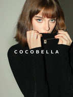 COCOBELLA Soft 100% Lambswool Minimalist Slim Fit Women Half High Crewneck Knit Sweater