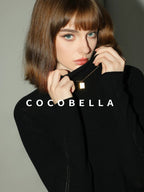 COCOBELLA Soft 100% Lambswool Minimalist Slim Fit Women Half High Crewneck Knit Sweater