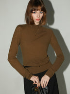 COCOBELLA Soft 100% Lambswool Minimalist Slim Fit Women Half High Crewneck Knit Sweater