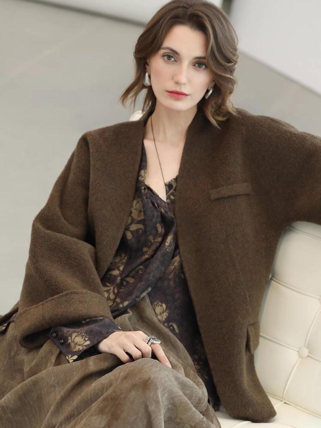 COCOBELLA_Soft_70_Percent_Wool_Warm_Retro_Commuter_Straight_Fit_Pockets_Olive_Jackets_MISSTT
