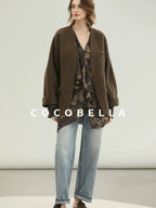 COCOBELLA Soft 70 Percent Wool Warm Retro Commuter Straight Fit Pockets Olive Jackets