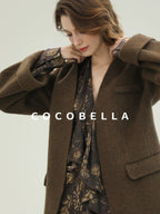 COCOBELLA Soft 70 Percent Wool Warm Retro Commuter Straight Fit Pockets Olive Jackets