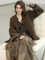 COCOBELLA Soft 70 Percent Wool Warm Retro Commuter Straight Fit Pockets Olive Jackets