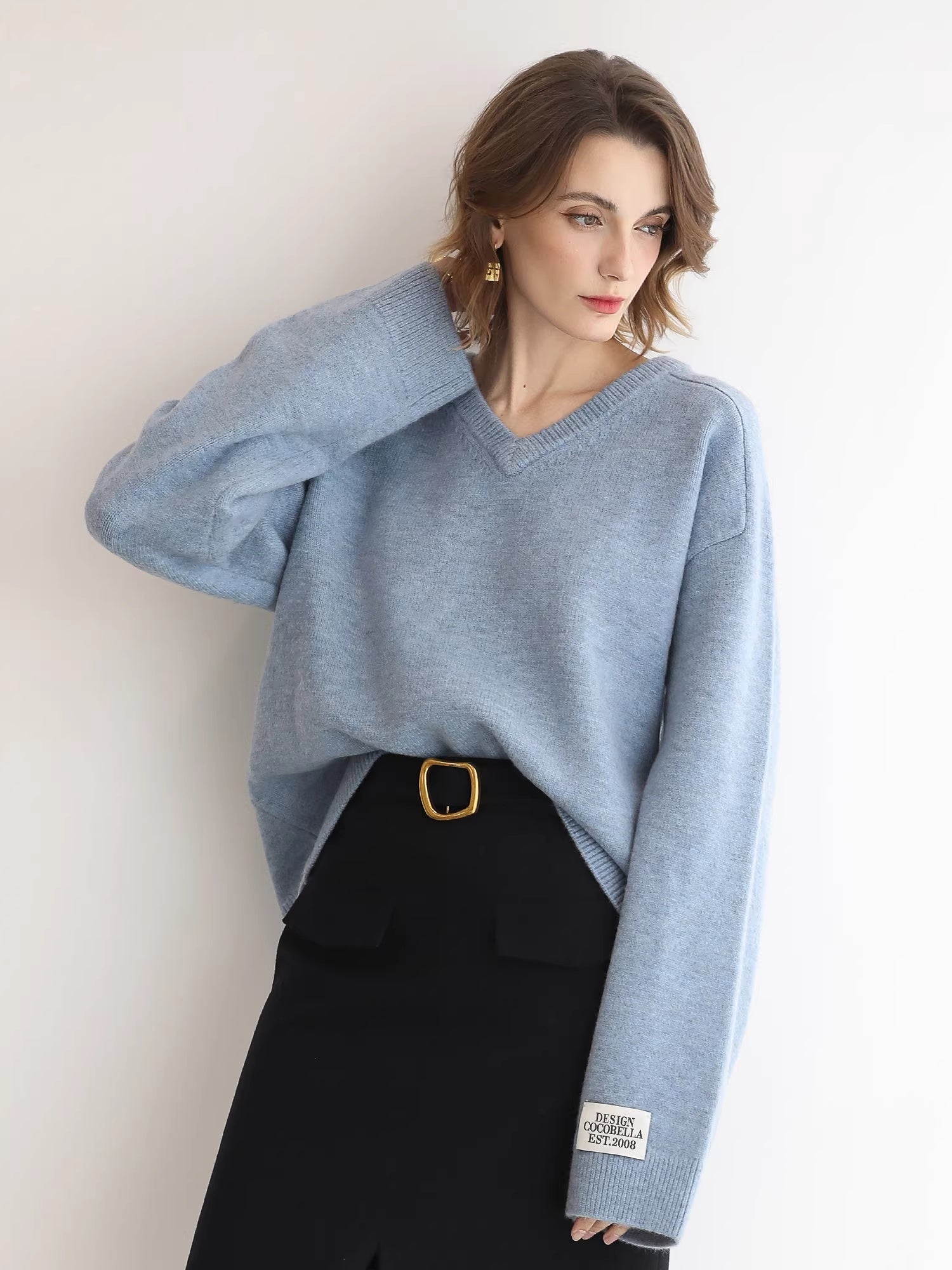 COCOBELLA_Soft_Acrylic_Blend_Loose_Fit_V_Neck_Womens_Office_Classic_Solid_Knit_Sweater_MISSTT