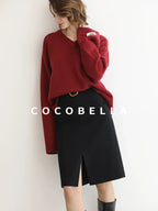 COCOBELLA Soft Acrylic Blend Loose Fit V Neck Womens Office Classic Solid Knit Sweater