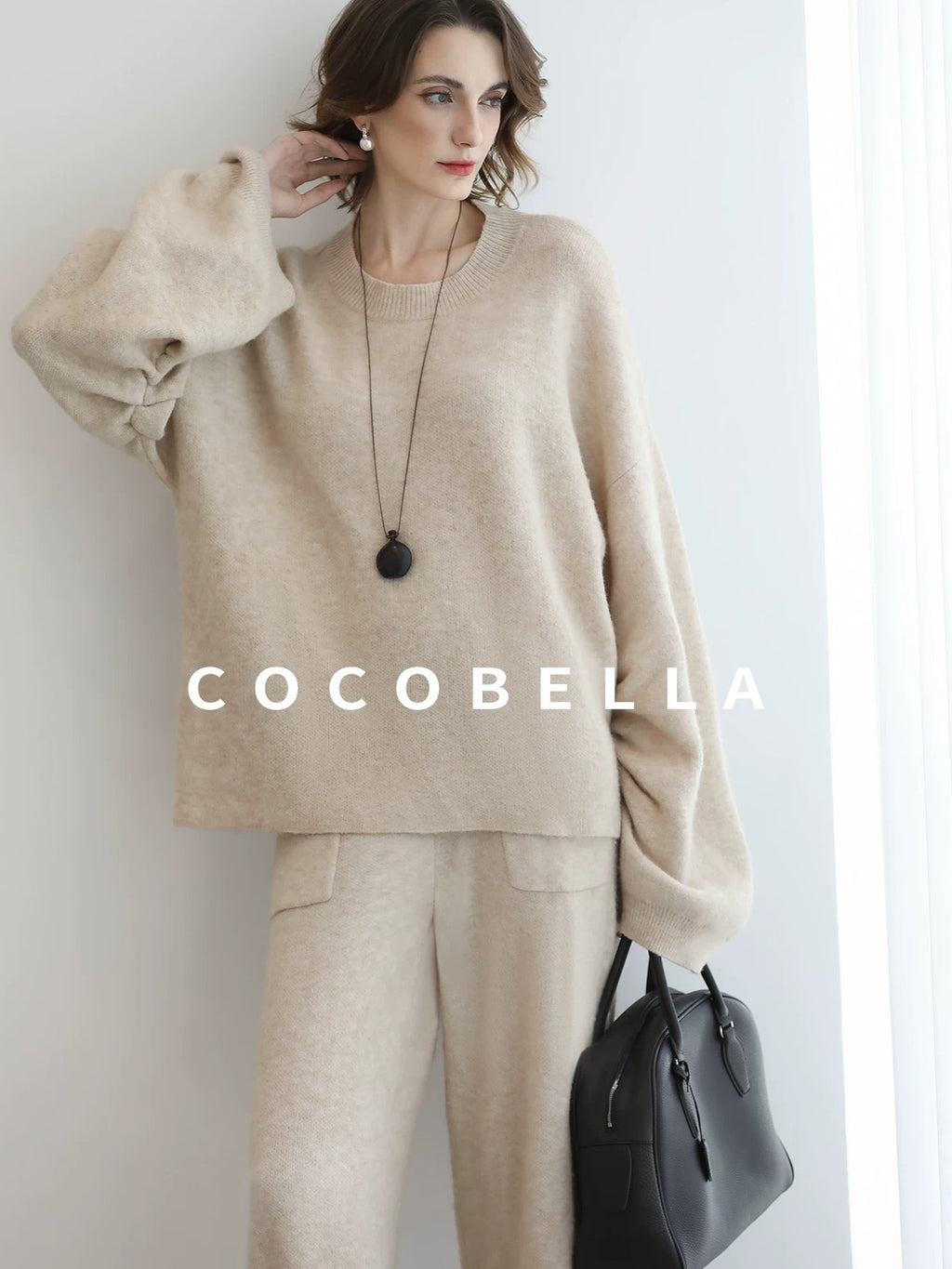 COCOBELLA Soft Acrylic Blend Sweet Loose Ruched Detail Women Crew Neck Knit Sweater