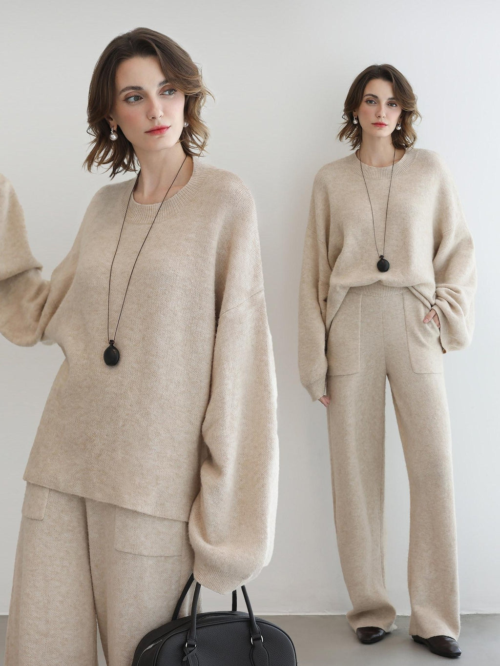 COCOBELLA Soft Acrylic Blend Sweet Loose Ruched Detail Women Crew Neck Knit Sweater