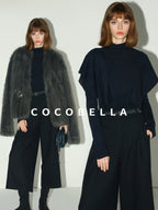 COCOBELLA Soft Acrylic Blend Turtleneck Slim Fit Faux Two Piece Ruffle Women Knit Sweater