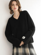 COCOBELLA Soft Acrylic Blend V Neck Loose Fit Office Chic Women Knit Sweater