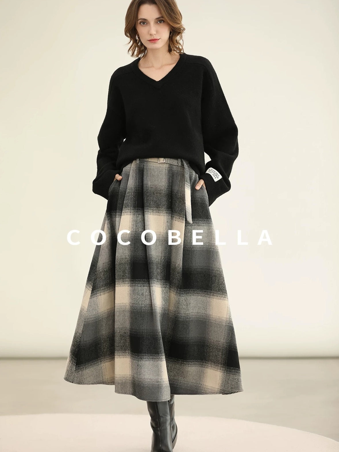 COCOBELLA Soft Acrylic Blend V Neck Loose Fit Office Chic Women Knit Sweater