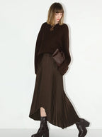 COCOBELLA Soft Acrylic Textured Straight Cut Office Crew Neck Chocolate Brown Sweater