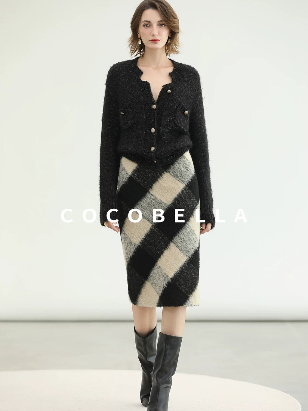 COCOBELLA Soft Acrylic Wool Blend Straight Fit Buttoned Office Cardigan Women Knit Sweater