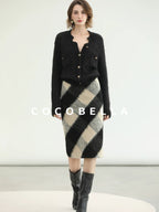 COCOBELLA Soft Acrylic Wool Blend Straight Fit Buttoned Office Cardigan Women Knit Sweater