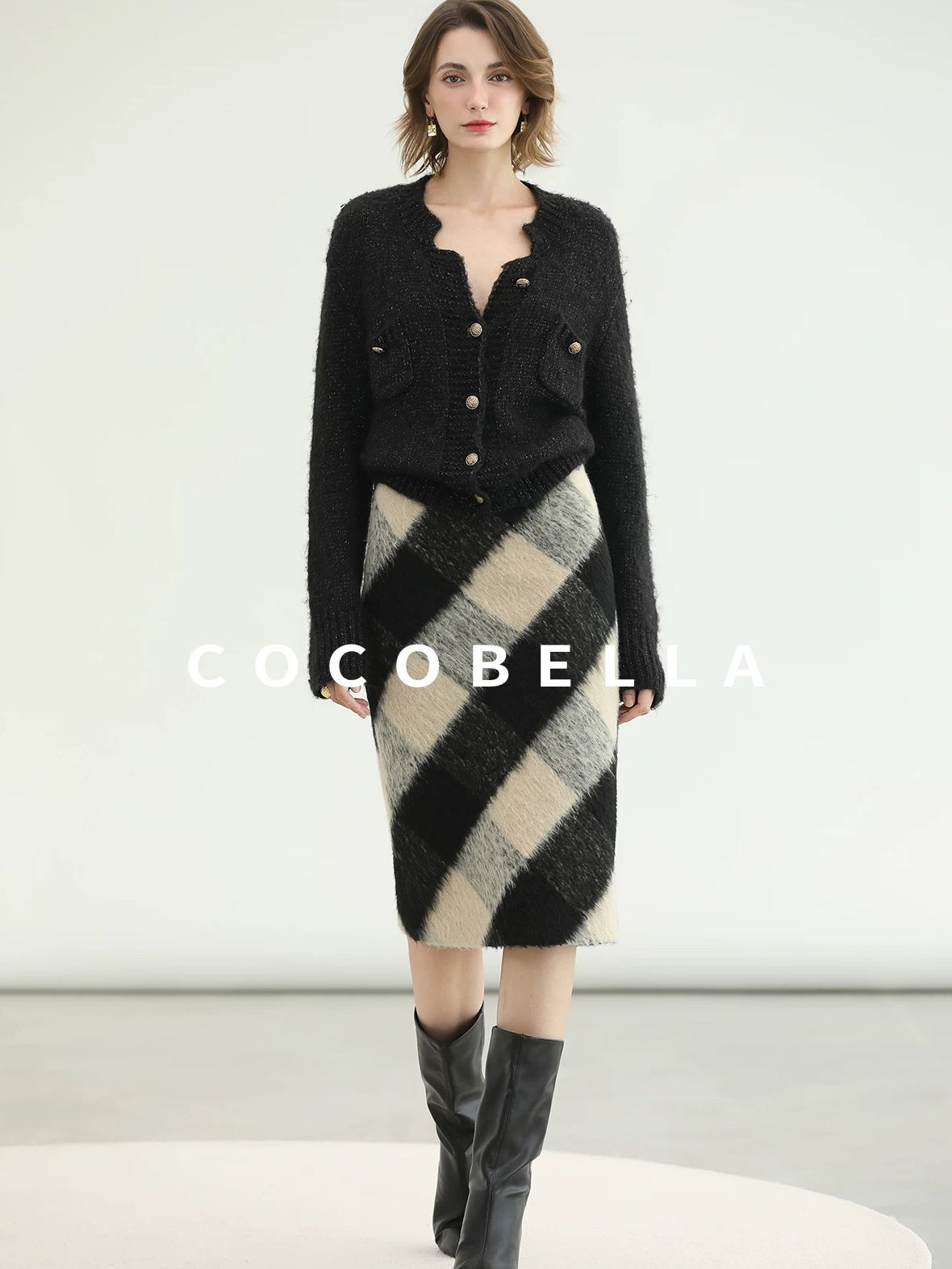 COCOBELLA Soft Acrylic Wool Blend Straight Fit Buttoned Office Cardigan Women Knit Sweater