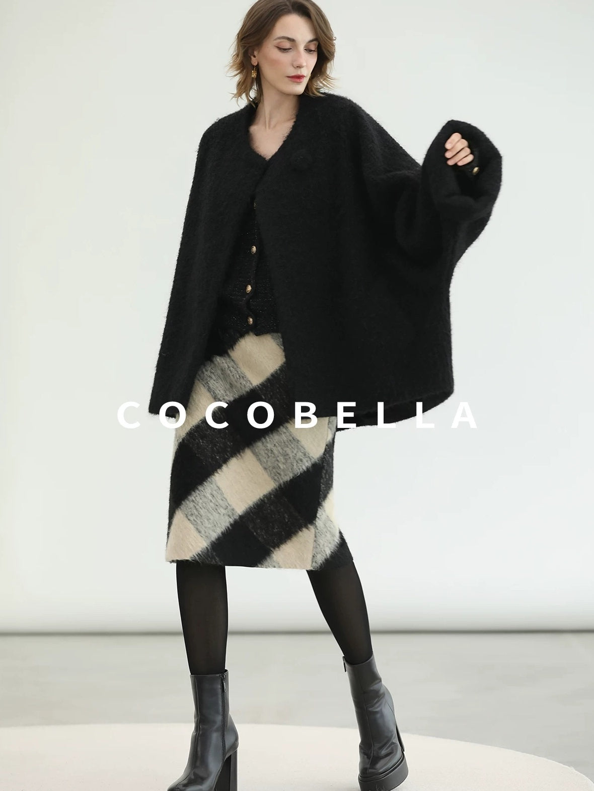 COCOBELLA Soft Acrylic Wool Blend Straight Fit Buttoned Office Cardigan Women Knit Sweater