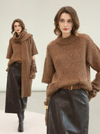COCOBELLA Soft Alpaca Blend Knit Two Piece Long Sleeve Stand Collar Casual Women Sweater