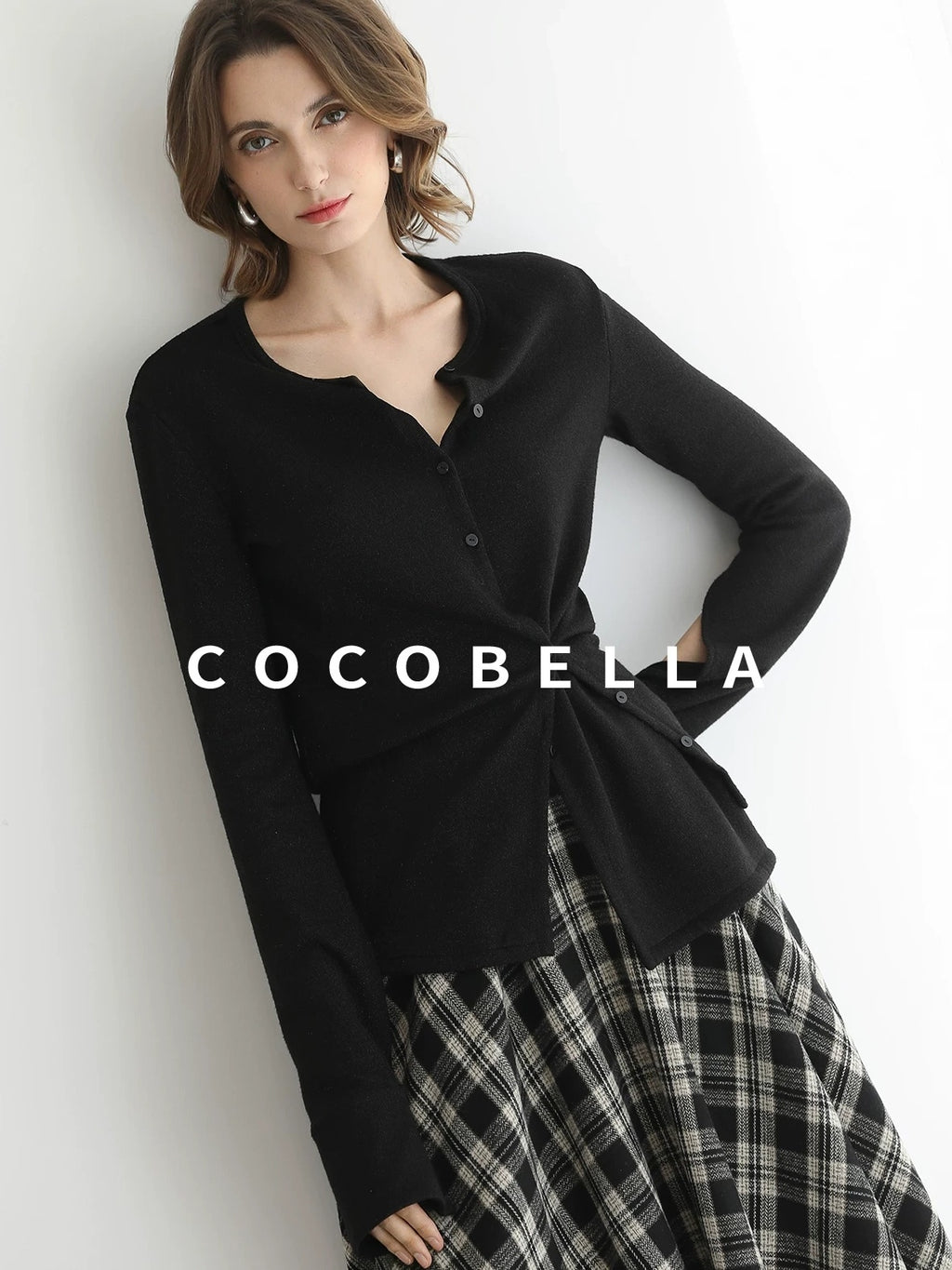 COCOBELLA Soft Asymmetric Button Cardigan Office Regular Fit Women Viscose Solid Tops